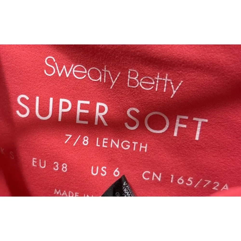 Women’s SWEATY BETTY Pink Super Soft 7/8 Length Leggings Size 6 *D1